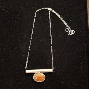 Sterling silver and genuine stone Pendant Necklace. Tested as sterling silver